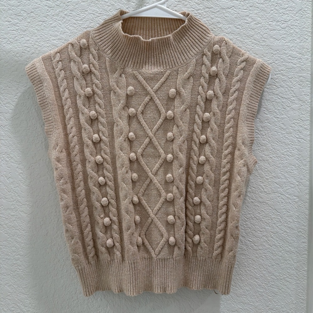Debut Women's Cowl Neck Sweater Vest - Beige